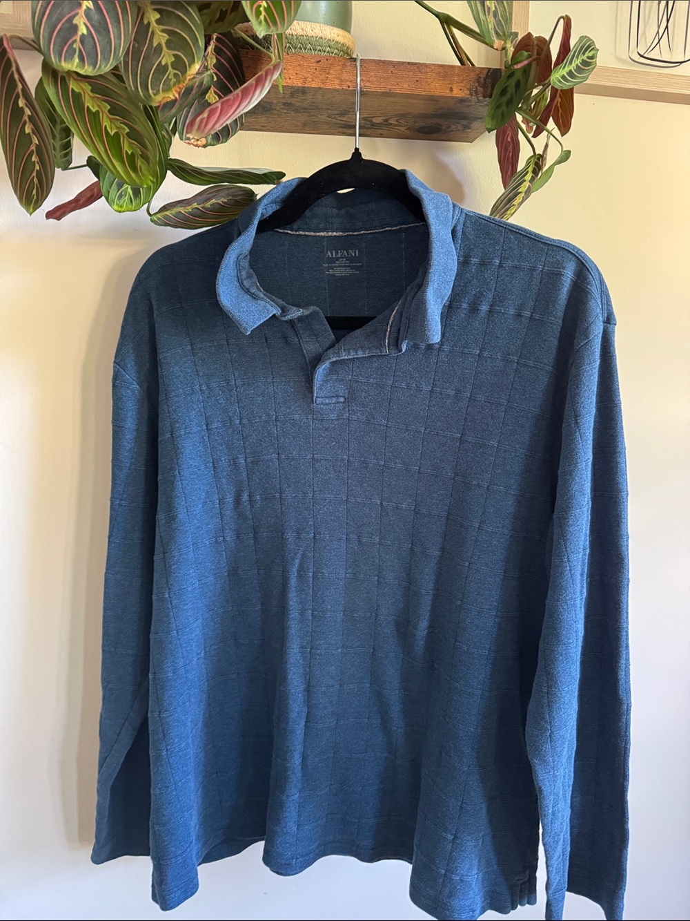 Alfani Men's Long-Sleeve Blue Polo Sweater